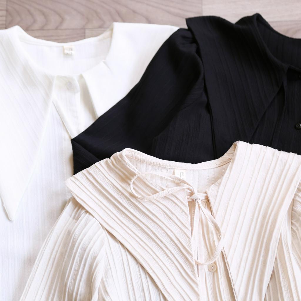 ÁO SƠ MI CỔ VẠT CHÉO THẮT DÂY NƠ