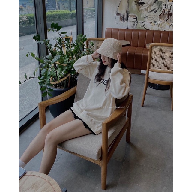 Áo sweater nỉ bông form rộng, áo nỉ bông in chữ Bazic one | BigBuy360 - bigbuy360.vn