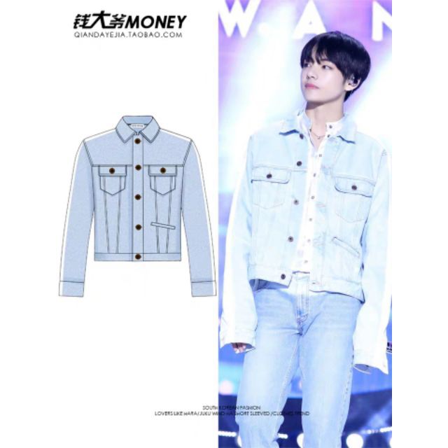 Áo khoác jean giống BTS Taehyung mặc trình diễn