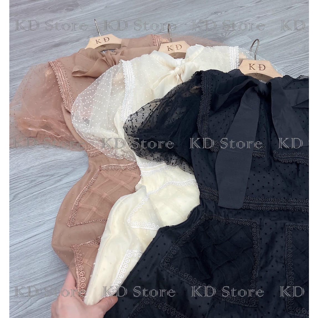 Váy ren bi chấm phối tơ