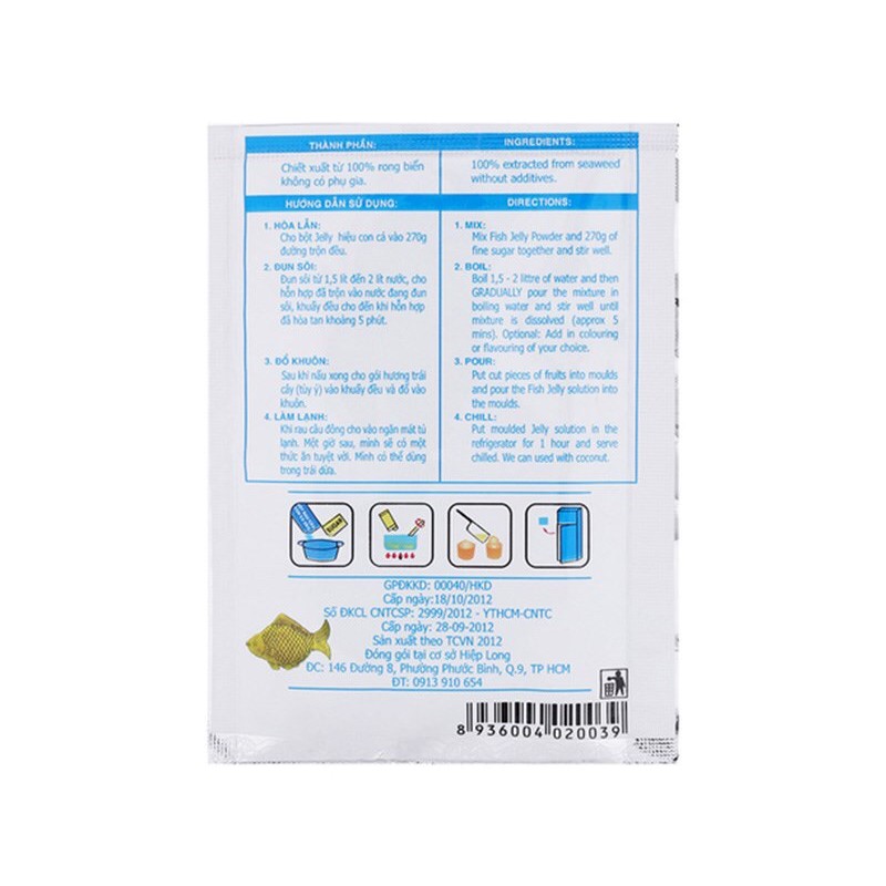 12 gói - 1 hộp Bột rau câu con cá dẻo Hiệp Long