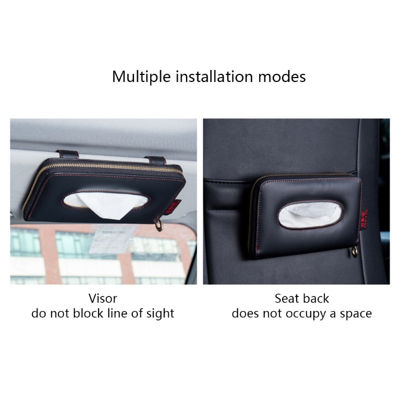 Hộp Đựng Khăn Giấy Bằng Da Gắn Kính Chống Nắng Xe Hơi Tiện Dụng