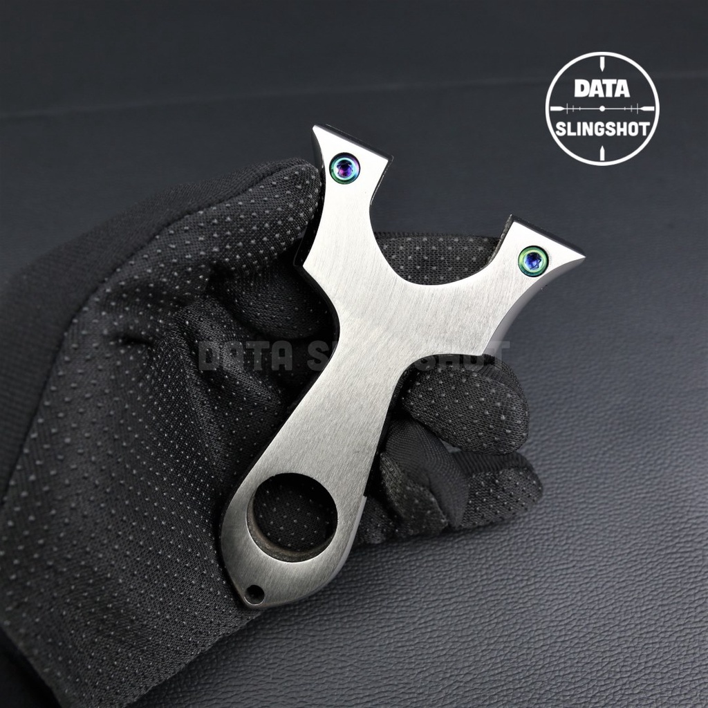 Ná Cao Su Inox CNC CR7 Chạc 7 Mài Bo Cạnh Hoàn Thiện gắn sẵn 2 ốc Titan - Chạc kẹp - DATA SlingShot
