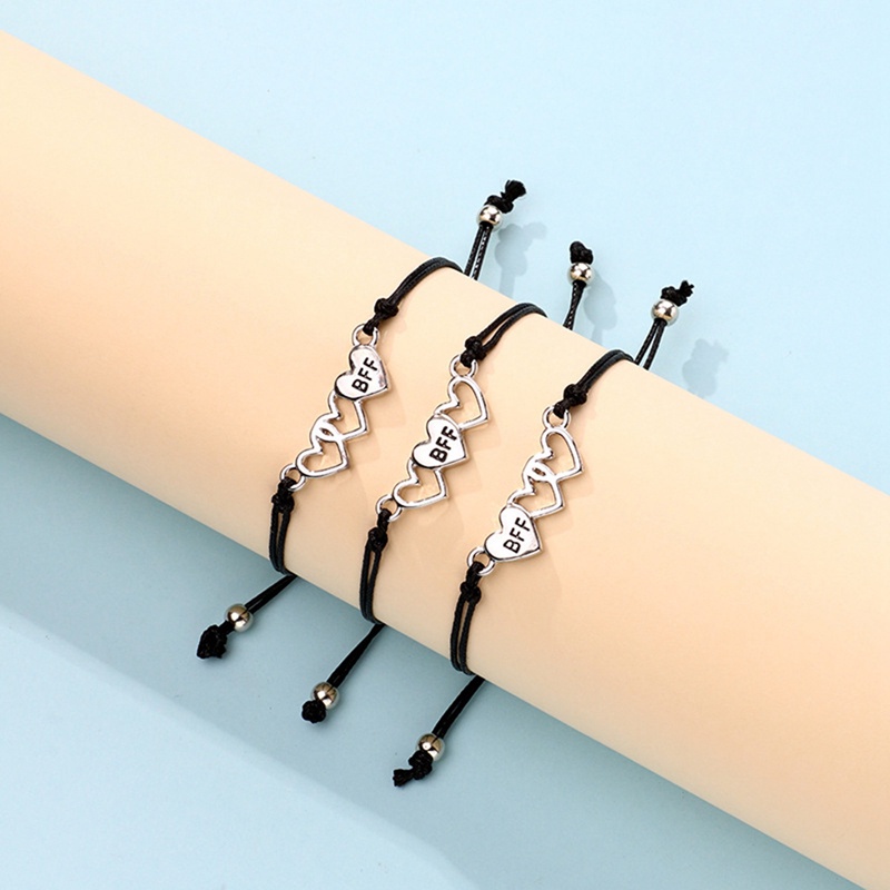 Set 3 Vòng Tay Mặt Kim Loại Khắc Chữ Best Friend