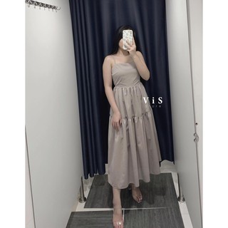 ĐẦM MIDI NỮ HAI DÂY HỞ LƯNG