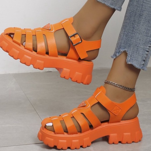 PRADA Xăng Đan Đế Dày In Hình Tam Giác Thời Trang 2022 Dành Cho Nữ