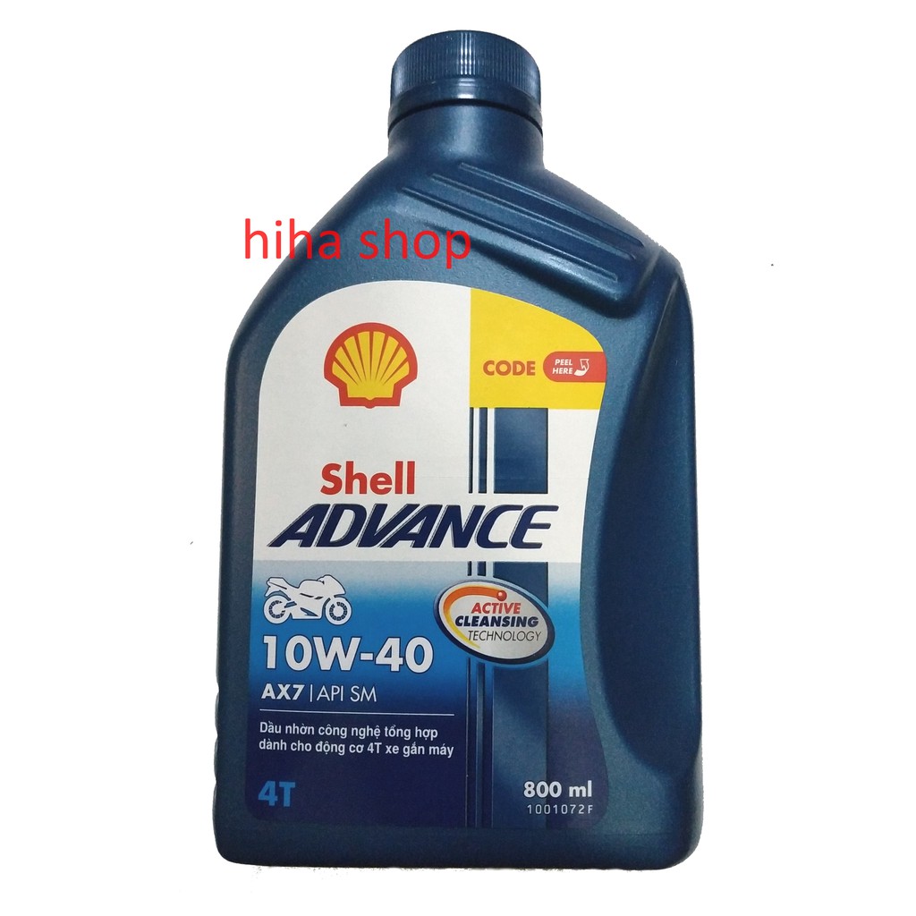 Nhớt xe số 0.8L-1L Shell Advance Synthetic Based AX7 4T 10W40 - nhớt xe máy