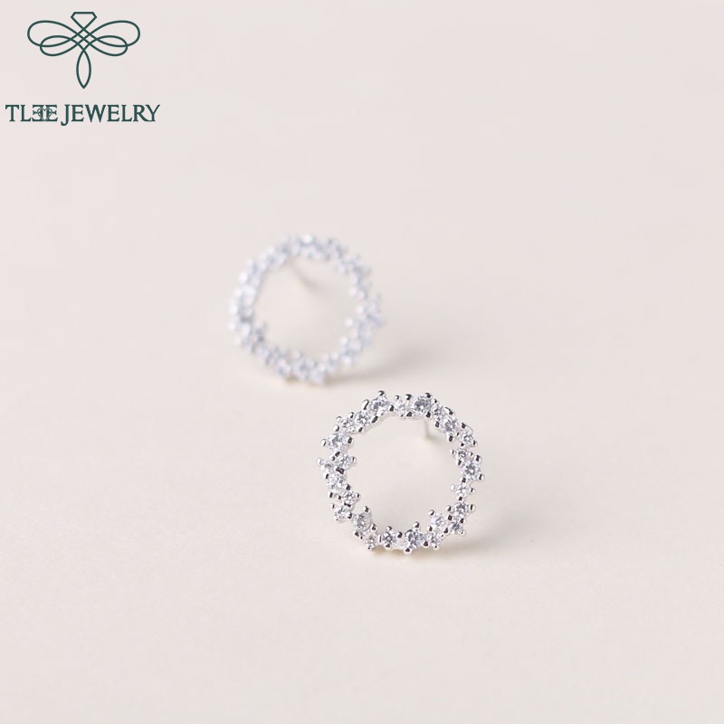 Khuyên tai bạc TLEE Blue sea nạm đá cao cấp, sang trọng TleeJewelry B0129