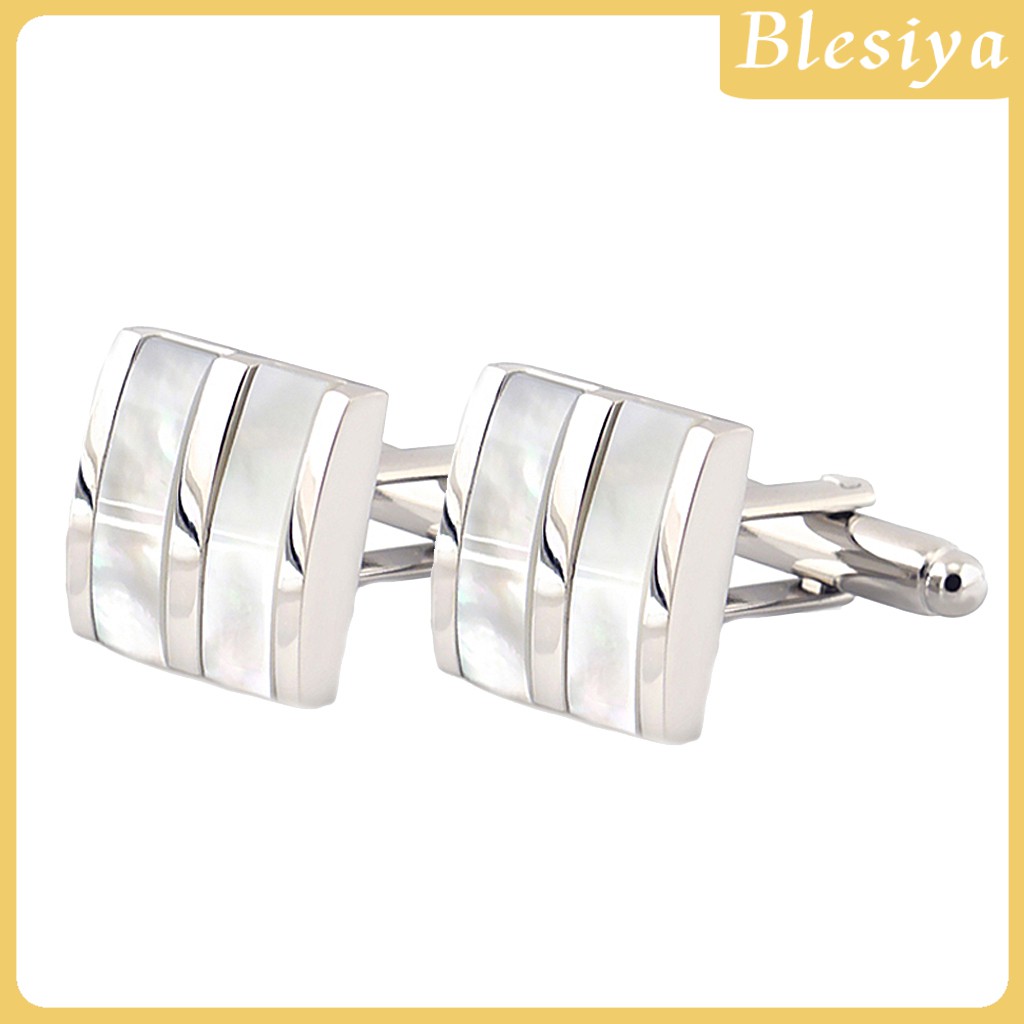 [Blesiya] Khuy Măng Sét Trắng Hình Chữ Nhật Thời Trang Cho Nam