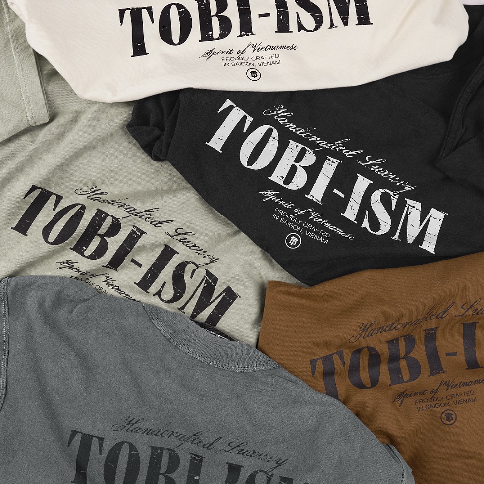 Áo thun tay lỡ TOBI-ism vải Cotton