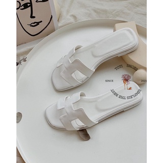 DÉP NỮ TOTIIE SHOES - DÉP THỜI TRANG QUAI NGANG DA XỊN CAO CẤP CHỮ H ĐẾ BỆT D1906600