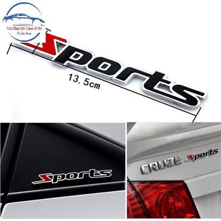Tem xe nổi chữ SPORT dán trang trí ô tô xe máy - Decal SPORT kim loại dán trang trí ô tô phong cách