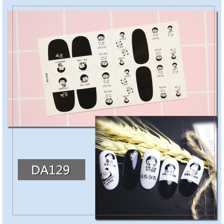 Bộ nail sticker 14 miếng dán móng tay trang trí 3D DA121 - DA140 xinh xắn chống thấm nước