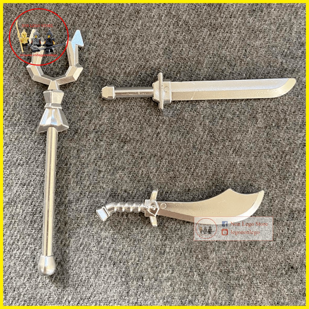 Phụ kiện lego các mẫu vũ khí PGPJ mạ bạc siêu đẹp cho minifigures lính trung cổ A (không kèm mini)