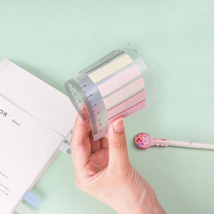 Giấy Ghi Chú Dạng Dính Kèm Thước Đo Dùng Đánh Dấu Tiện Dụng Cho Văn Phòng / Trường Học