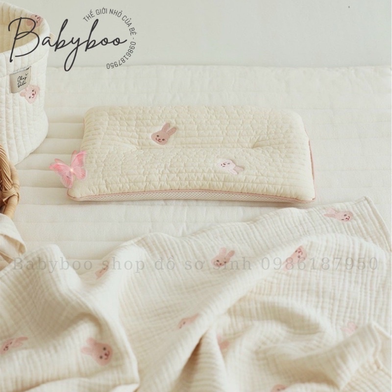 Gối bông thêu thoáng khí cho bé sơ sinh shop bố bống