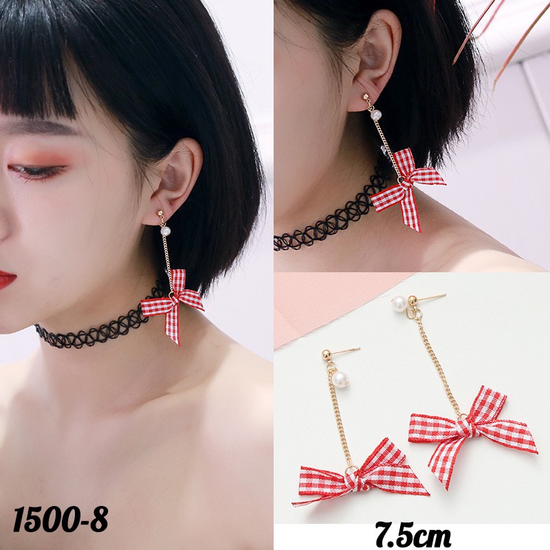Hoa tai bông tai trái tim tua dua hồng E1500 thời trang phong cách Hàn Quốc 20 mẫu