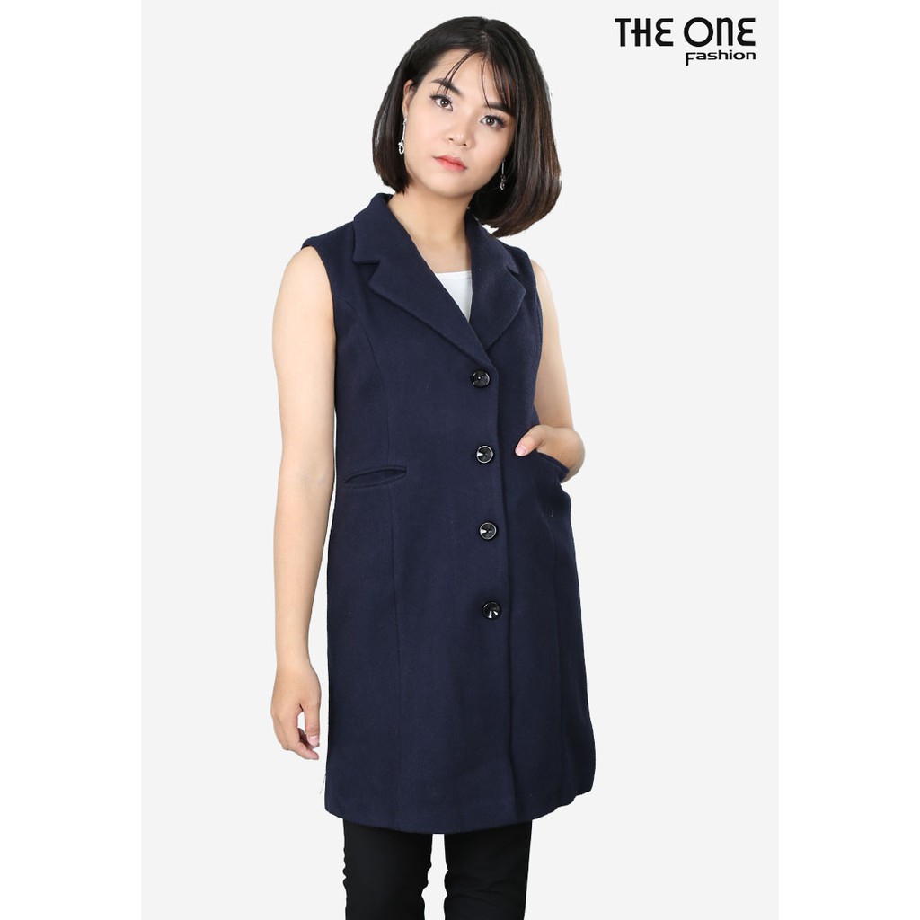 Áo blazer cổ ve nhọn dạ len tím than 1 hàng khuy túi ngang The One Fashion AVT012TT9