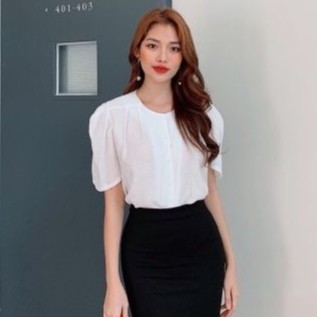 Áo xô gân cổ tròn công sở thanh lịch (có ảnh thật)