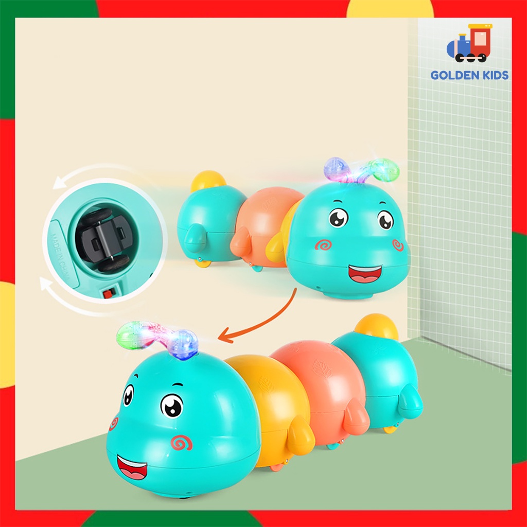 Đồ chơi chú sâu biến hình cảm biến tránh chướng ngại vật  âm nhạc ánh sáng chạy pin dễ thương