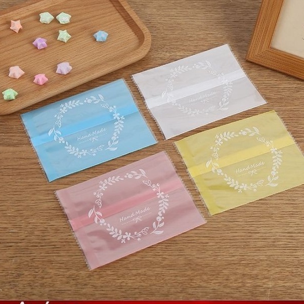 Túi bánh kẹo, bao bì hình vòng hoa có  4 màu- set 100 túi /sp- nhiều kích thước_kizota