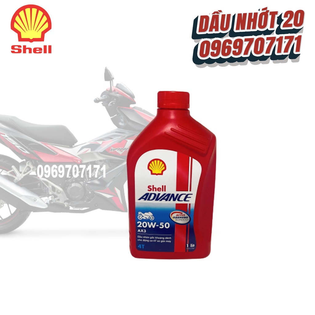 Nhớt xe số SHELL ADVANCE AX3 20W50 800ml, 1L chuyên dùng cho xe số, AX3 800ml , AX3 1L