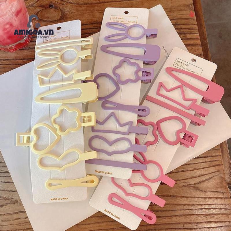 Kẹp Tóc Màu Nhám Dễ Thương Xinh Xắn