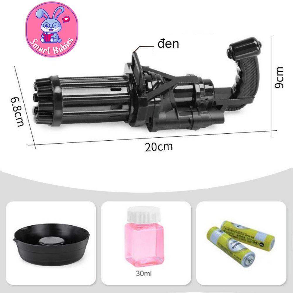 Súng bắn bong bóng xà phòng 8 nòng siêu mạnh, Súng máy thổi bong bóng đồ chơi cho bé