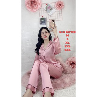 Đồ Pijama Nữ Satin Cao Cấp Tay Dài Quần Dài Túi Thêu