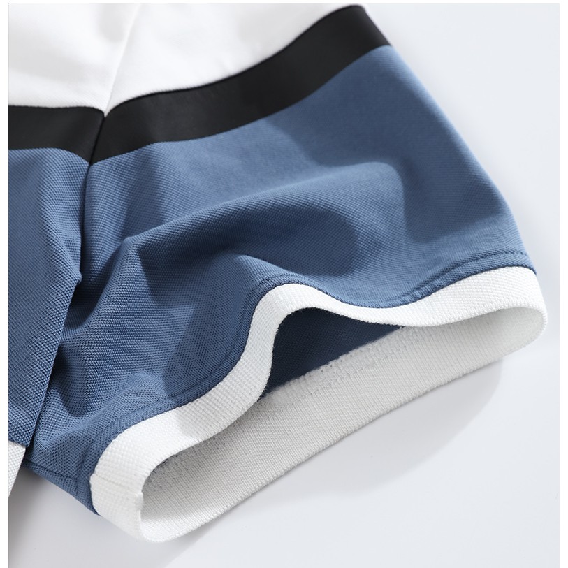 Áo thun có cổ nam vải cotton phối kẻ cá tính trẻ trung năng động vải sịn không phai màu | BigBuy360 - bigbuy360.vn