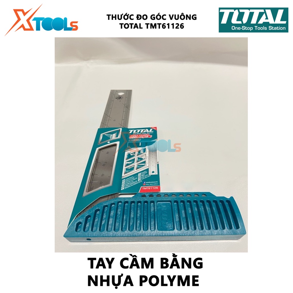 Thước đo góc vuông TOTAL TMT61126 | Thước eke vuông Chiều dài 300mm (12 &quot;), Chiều rộng lưỡi dao 40mm, Độ dày lưỡi:1,5mm,