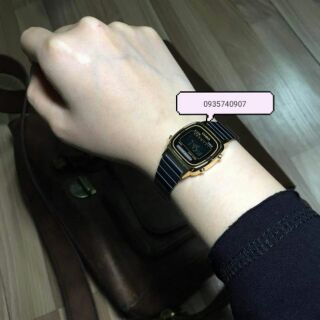 Đồng hồ Casio LA670 vàng đen