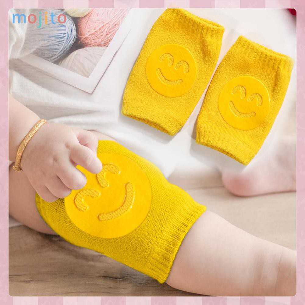 (Hàng Mới Về) 1 Cặp Đệm Đầu Gối In Hình Mặt Cười Bằng Cotton Cho Trẻ Sơ Sinh Tập Bò