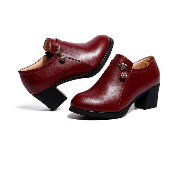 [ĐẸP CHẤT] Giày boot nữ gót vuông đế thô 5 phân 6 phân pha lê tròn cao cấp retro S113