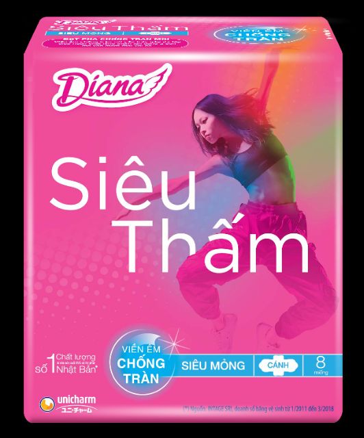 Băng vệ sinh Diana siêu thấm siêu mỏng kiểm soát mùi