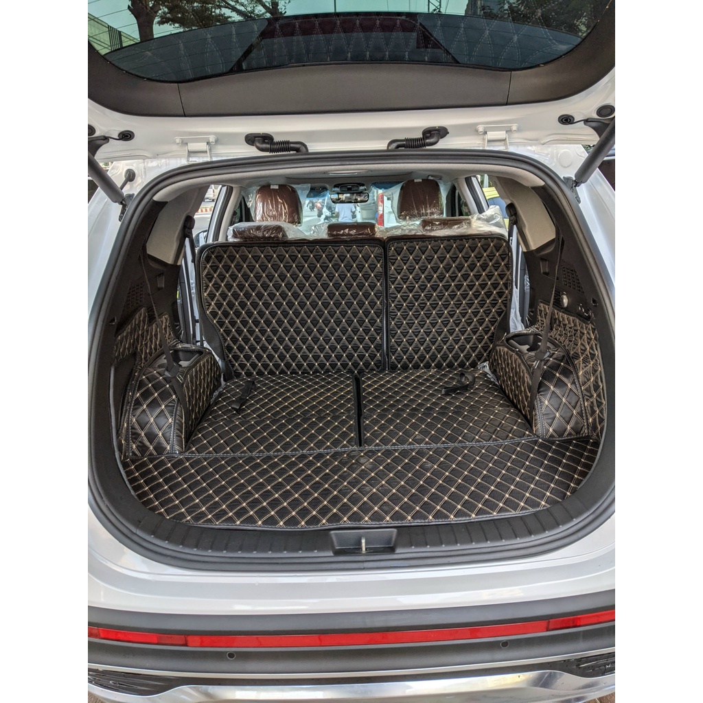 Lót cốp xe Hyundai Santafe  - Thảm da Pu cao cấp, chống nước, chống xước