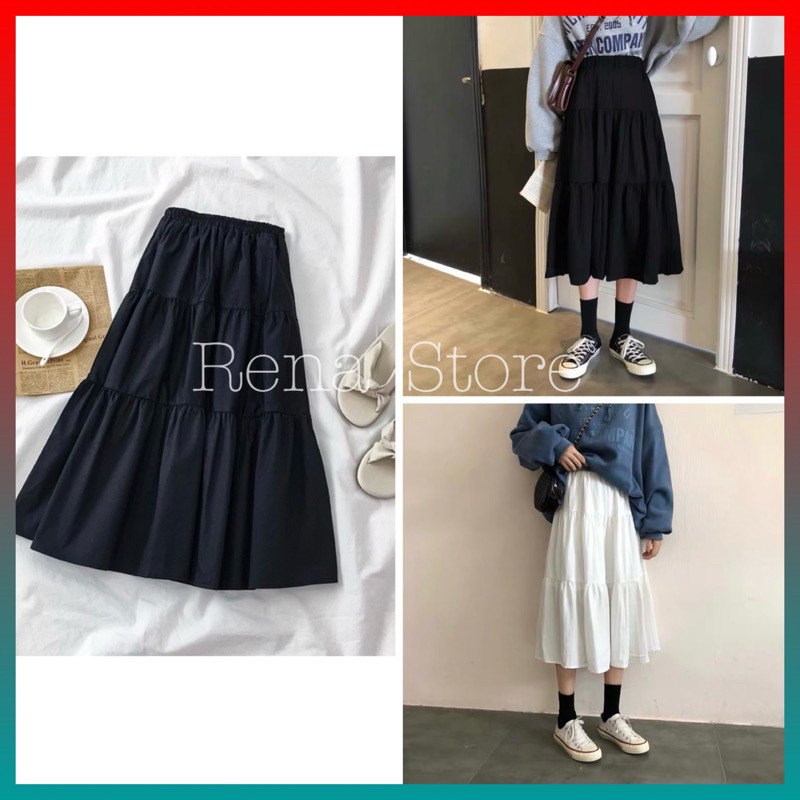 Chân váy dài ❤️Sale❤️ Chân váy nữ Vintage 2 lớp nhiều tầng kiểu dáng ullzang