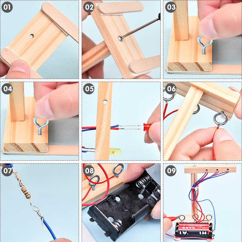 Bộ Đồ Chơi Tự Lắp Ghép Hình Đèn Giao Thông Dễ Thương Cho Bé Bằng Gỗ Diy