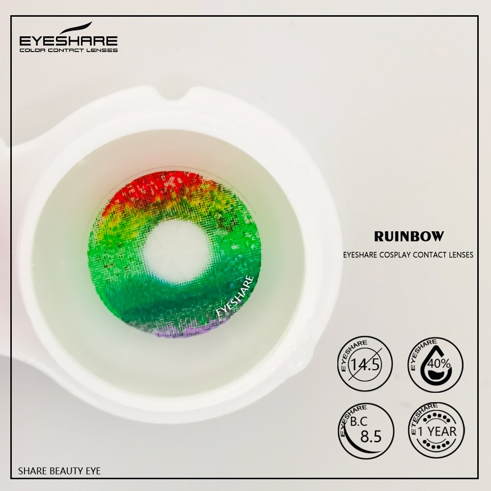 EYESHARE Cặp Kính Áp Tròng Màu Cầu Vồng Dùng Hóa Trang Halloween