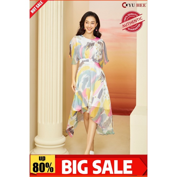 Đầm thiết kế voan màu sắc tay cánh dơi qua gối;cao cấp 2 lớp yuHee