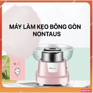 Máy làm kẹo bông gòn tự động mini nontaus màu xanh hồng - tặng kèm đường, que làm kẹo bông, muỗm đường