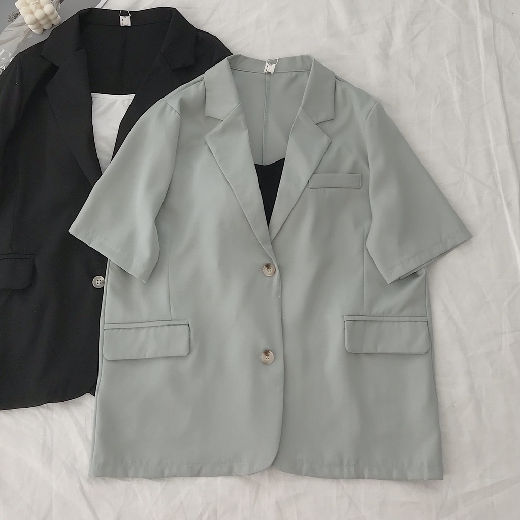 Áo Khoác Blazer Nữ Tay Ngắn JEM CLOSET Chất Tây Chéo Phong Cách Thời Thượng DESY 10334