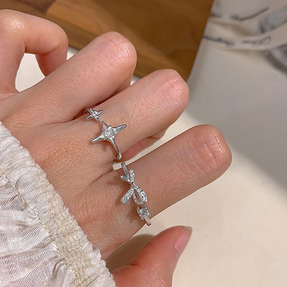 Nhẫn VANES1 Có Thể Điều Chỉnh Kích Cỡ Kiểu Dáng Đơn Giản Thời Trang|Nhẫn Hở Hình Nơ Xinh Xắn Thời Trang Cho Nữ