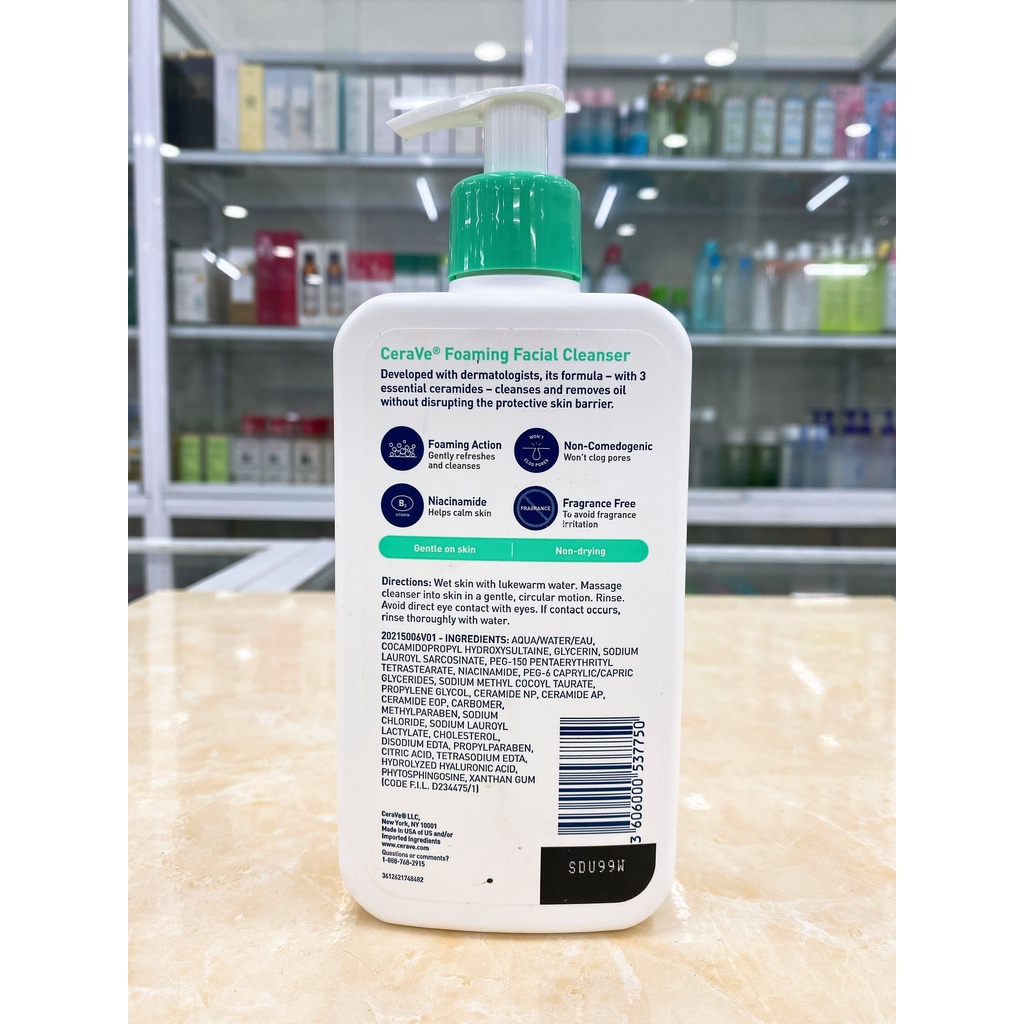 Sữa Rửa Mặt Dịu Nhẹ Da CeraVe Foaming Facial Cleanser USA 355ml