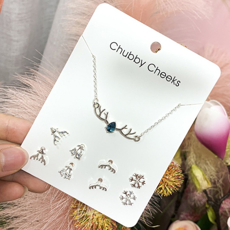 Set dây chuyền + khuyên tai hình trái tim / ngôi sao 20 kiểu phong cách Hàn Quốc