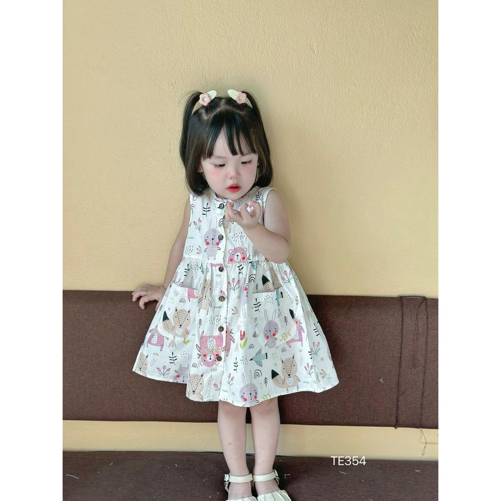 [SALE SỐC] Váy sát nách bé gái cúc trước chất cotton thô mềm dễ thương TT