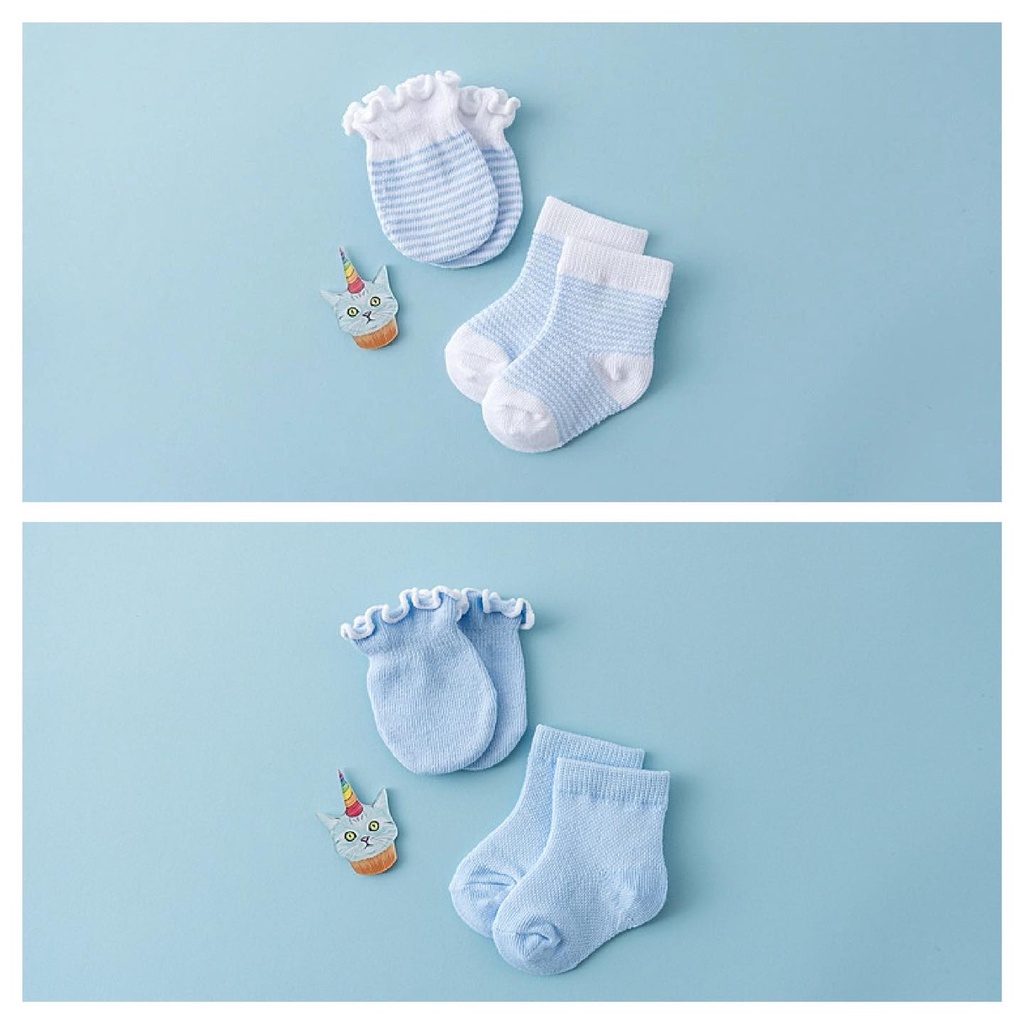 Set bao tay chân len chun mềm cho bé sơ sinh