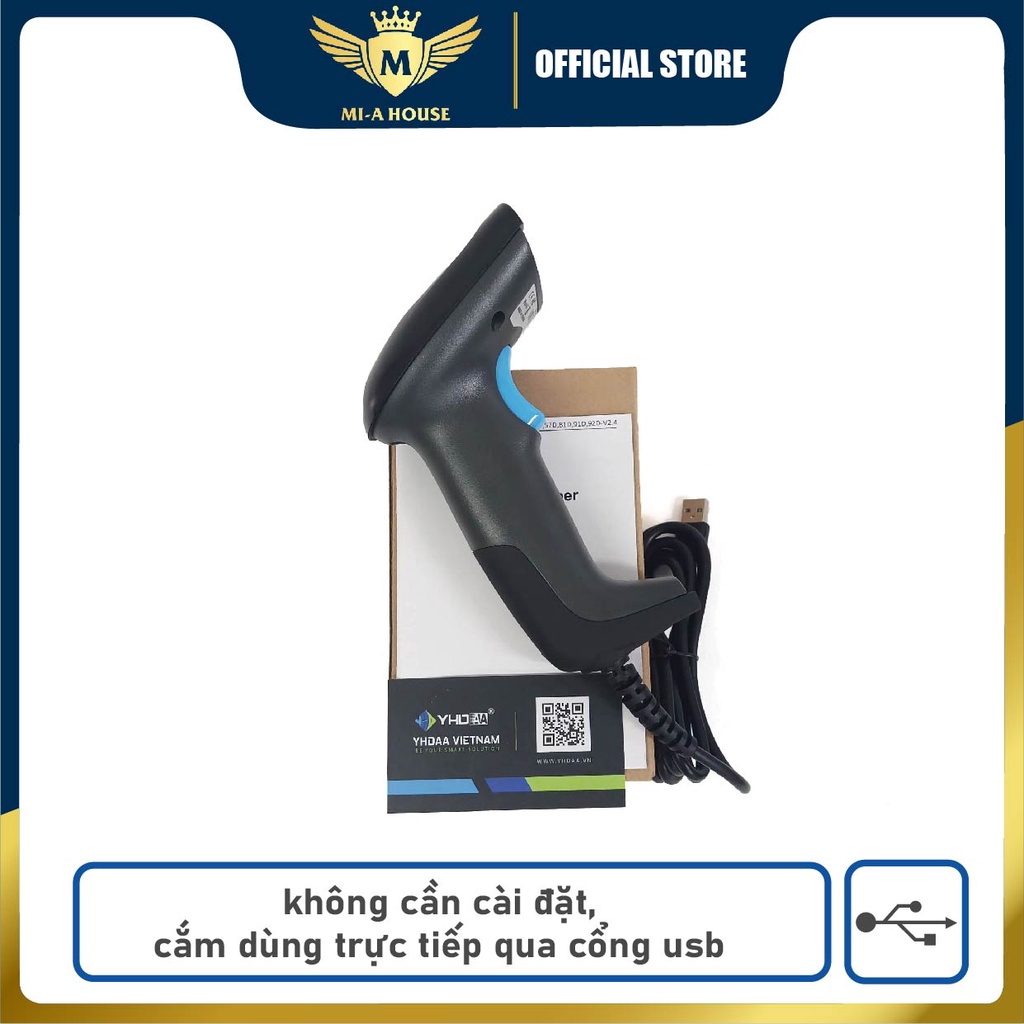 Máy quét mã vạch 2D YHD 6200D có dây, Đầu đọc mã vạch Barcode(1D) Qrcode(2D), Máy đọc mã vạch dùng trên Máy tính, Laptop