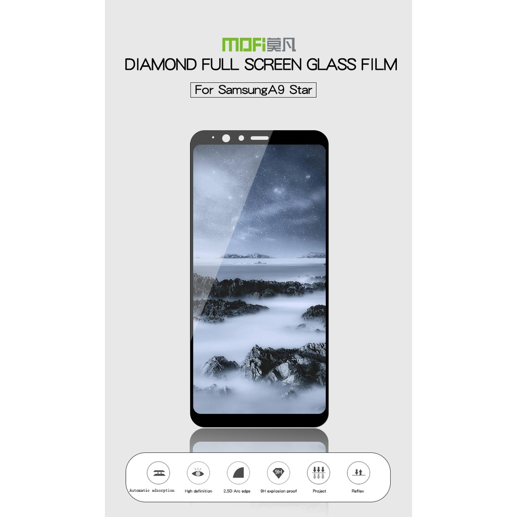 Kính CL Samsung A8 STAR FULL Màn,FULL KEO Silicon