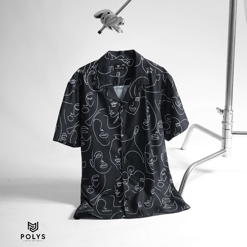 Áo sơ mi nam POLYS áo sơ mi tay ngắn họa tiết The Face | BigBuy360 - bigbuy360.vn